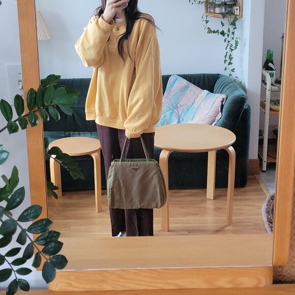 Prada Bag Khaki Green Nylon Tessuto City Handbag - Picture 15 of 16